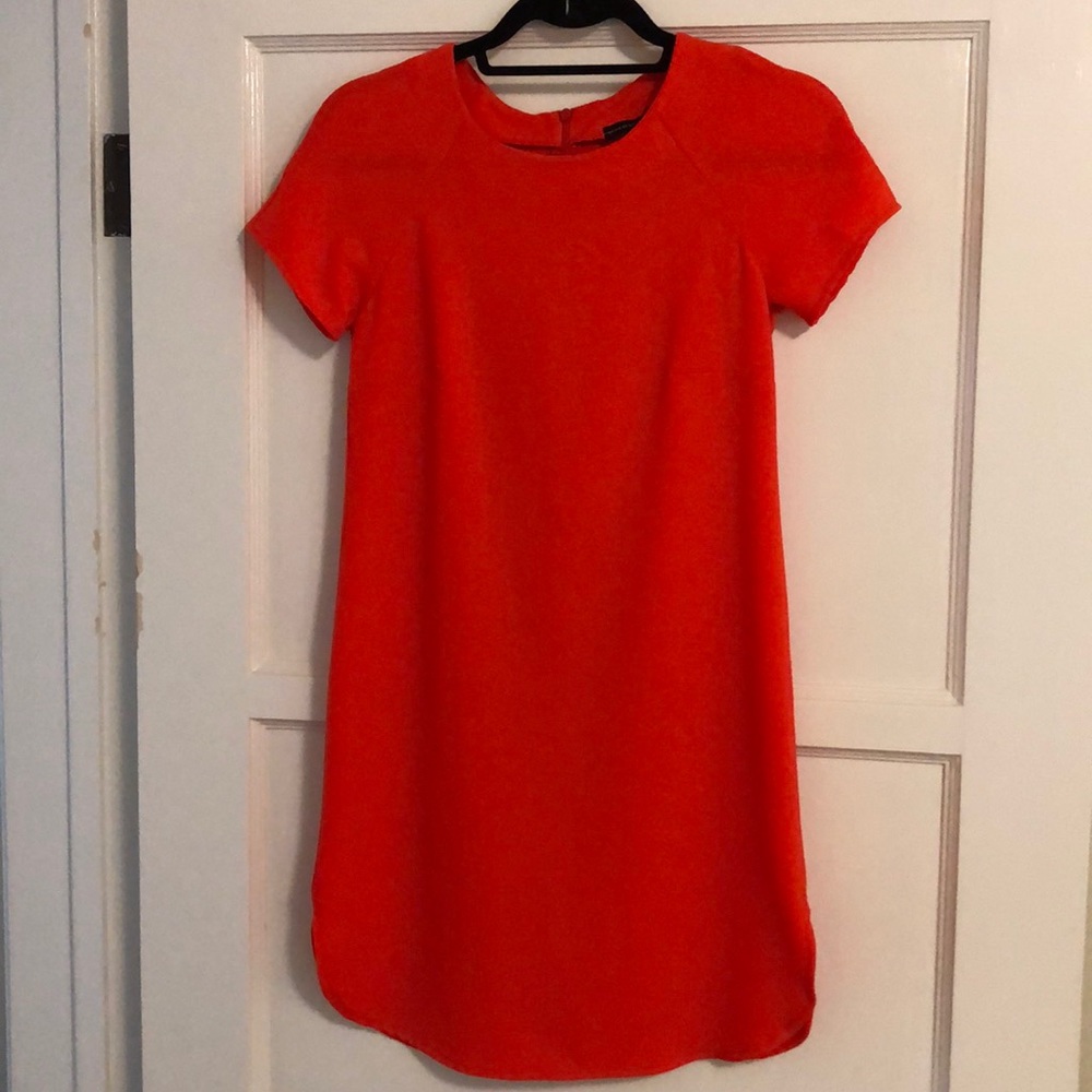 Bright tangerine shift dress